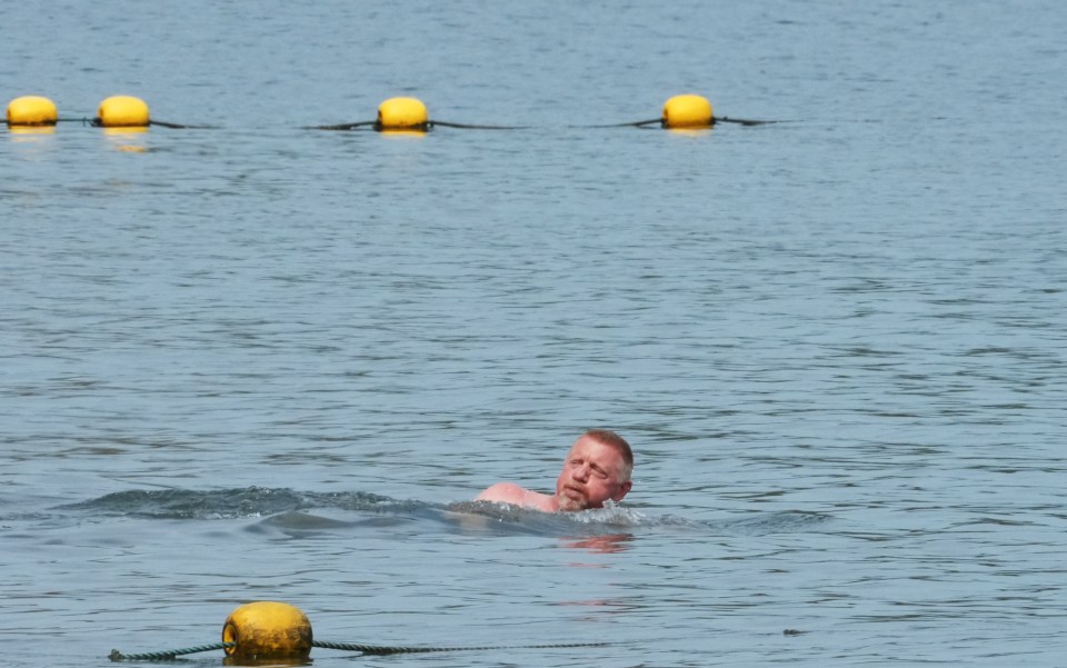 The three-time Wimbledon champion enjoyed his swim