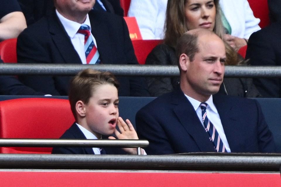 William and George at Wembley watching Manchester United v Manchester City