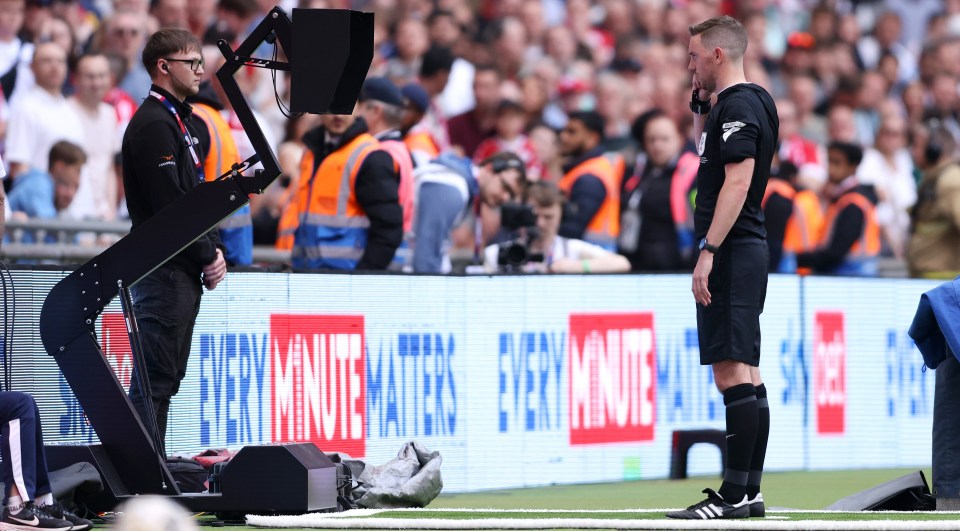 Referee Ben Toner went to the monitor and reversed his original decision