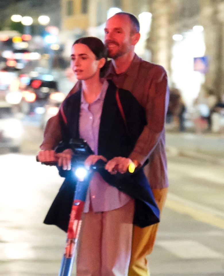 Lily Collins beat the traffic in France by riding a scooter with her husband, film director Charlie McDowell