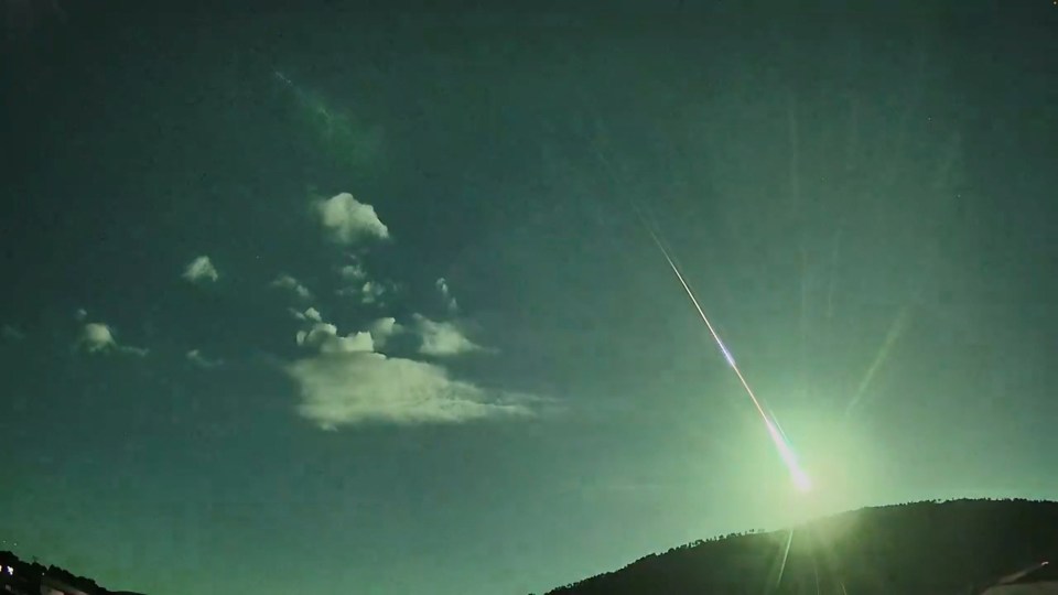 Footage captured by the European Space Agency (ESA) showing the comet fragment lighting up the skies in Caceres, Spain