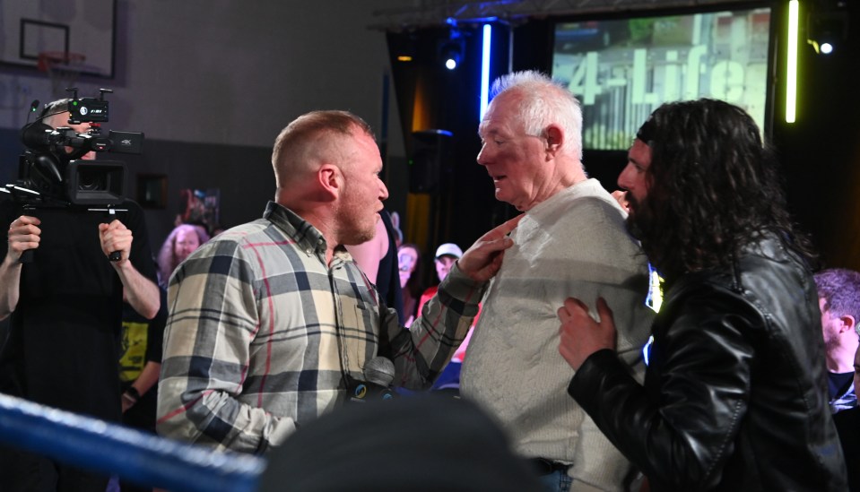 Corrie legends Steven Arnold and Bruce Jones clashed at a wrestling event