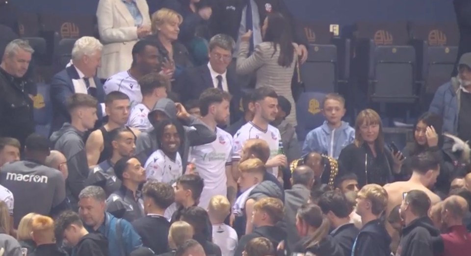 Some players went into the stands and drank beers to celebrate