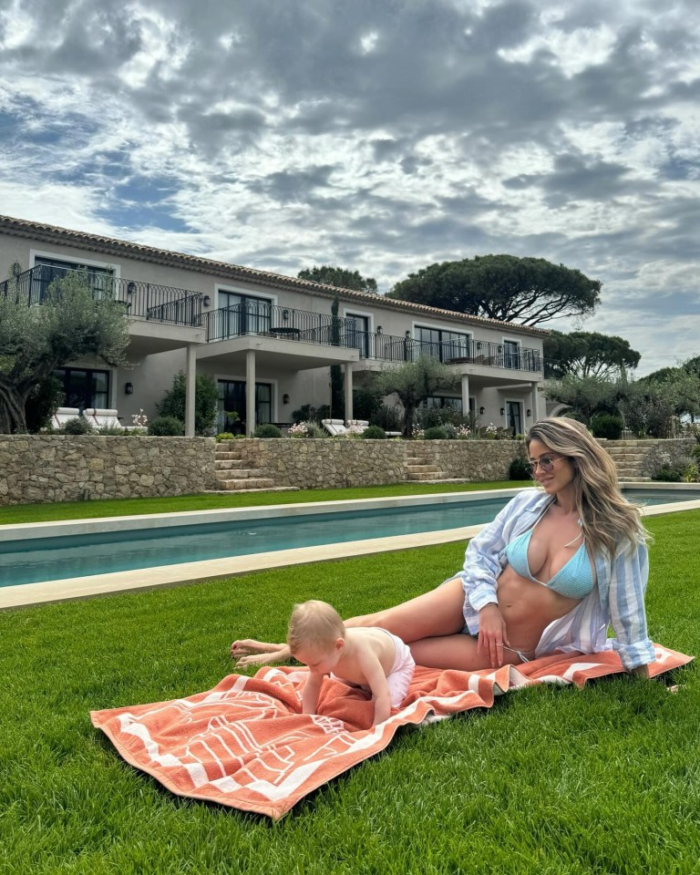 Diletta Leotta wore a blue bikini as she enjoyed some family time