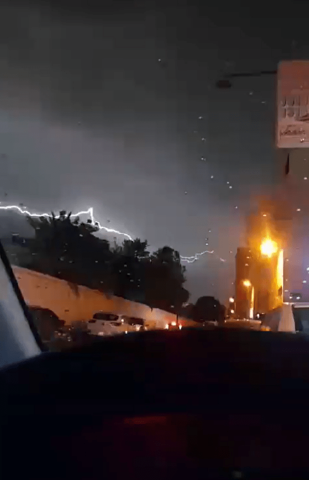 Lightning strikes overnight in Dubai as storms sweep across the city