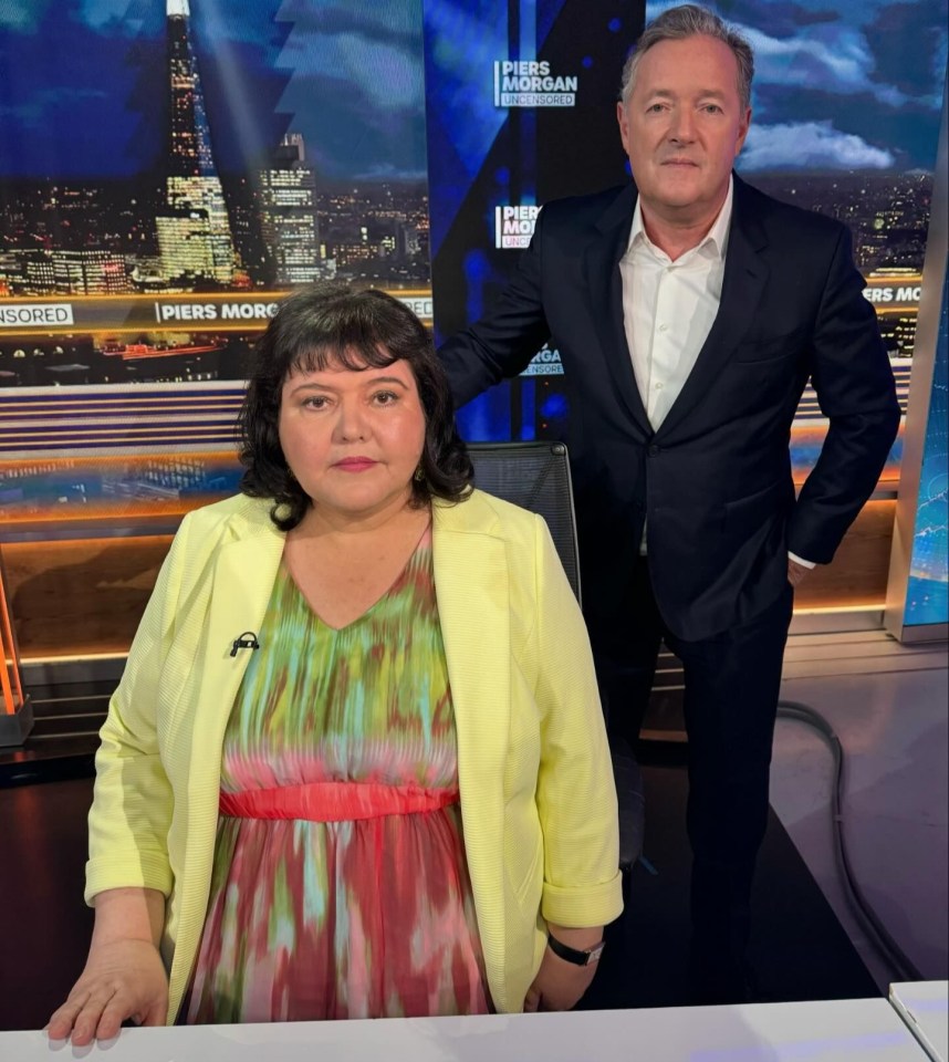 Fiona Harvey with Piers Morgan ahead of their interview tonight