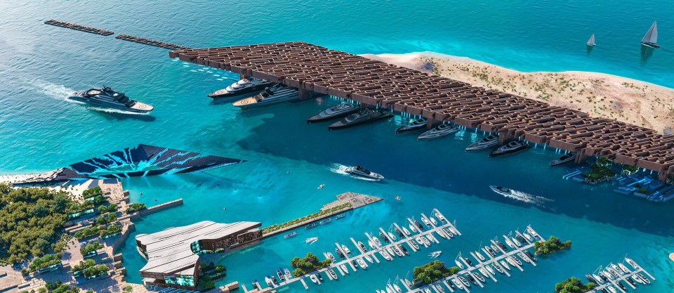 The massive marina could fit the world's biggest superyachts