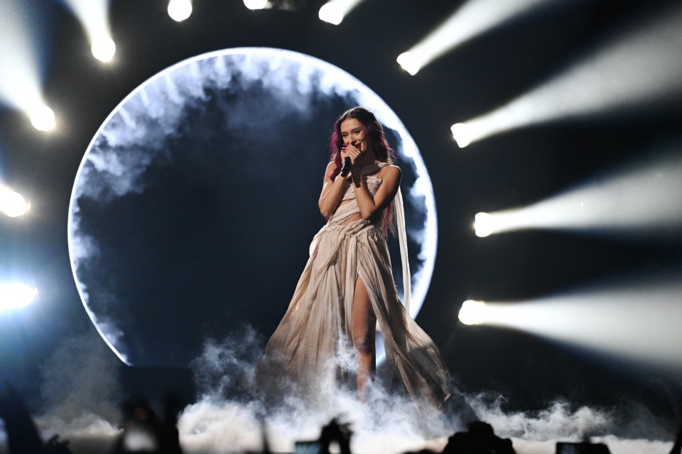 Her semi-final rehearsal was dominated by the chants of 'Free Palestine'