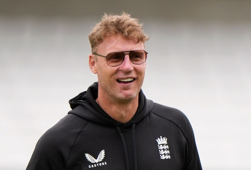 Flintoff was seen smiling as he arrived in Cardiff