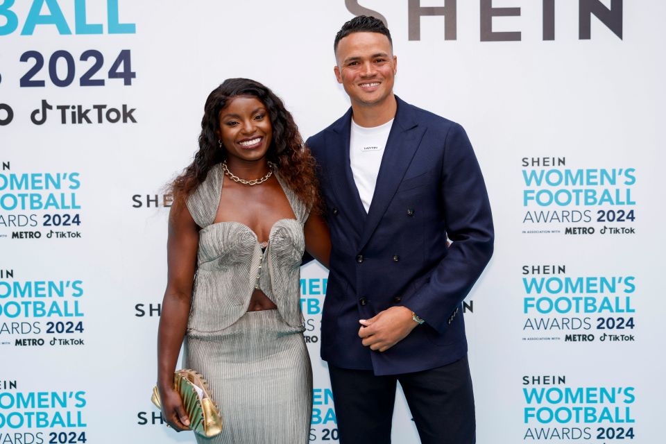 Eni Aluko and Jermaine Jenas were all smiles on the carper