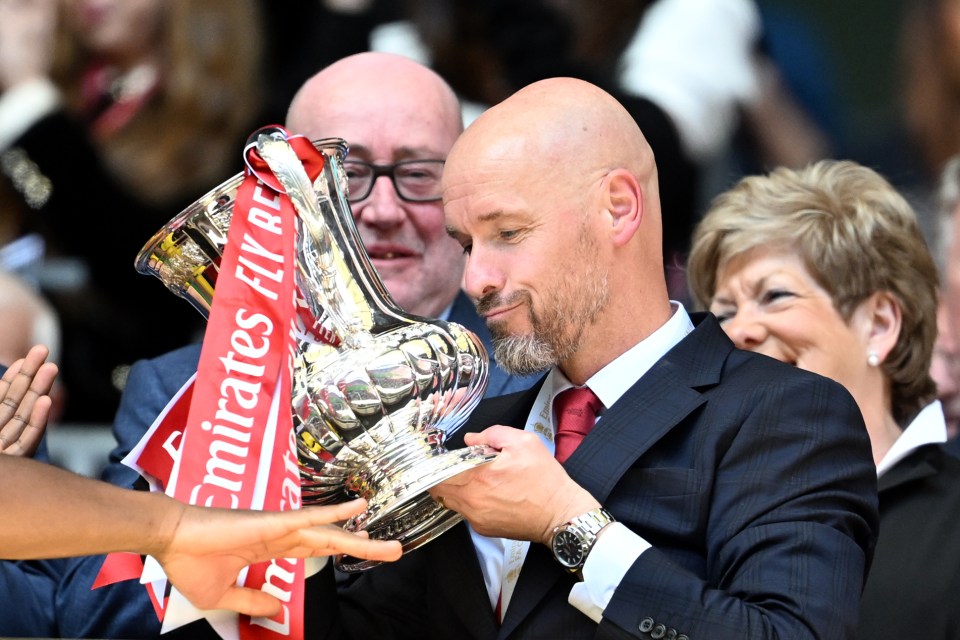 Erik ten Hag was evidently delighted to get his hands on the silverware