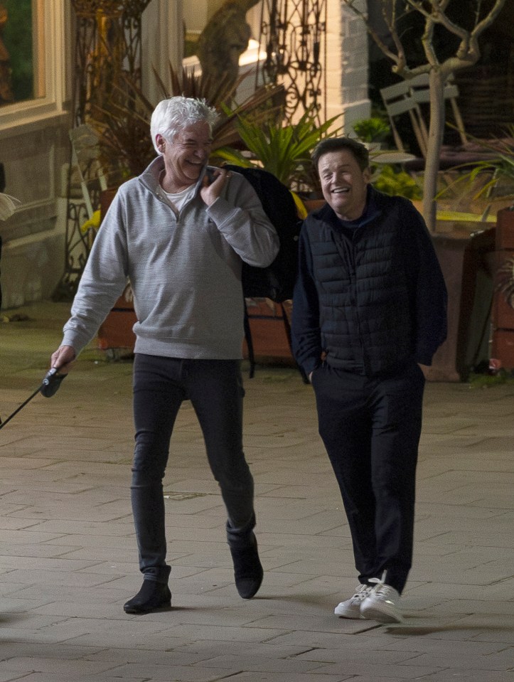 Phillip Schofield pictured laughing and joking with ITV royalty Declan Donnelly