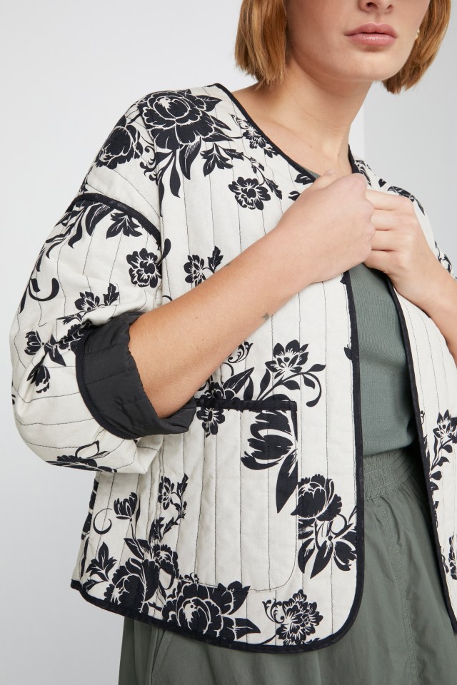 This monochrome quilted jacket from Tu at Sainsbury’s is a great light jacket for this time of year