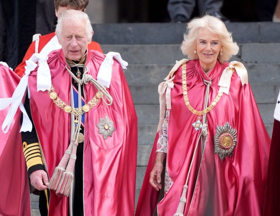 Charles and Camilla after a service for the Order of the British Empire at St Paul’s