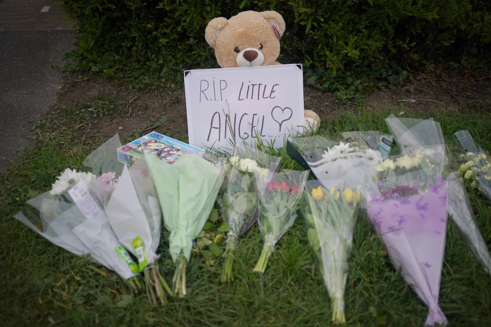 Floral tributes at the scene in Hainault