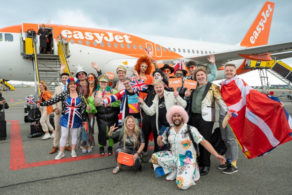 The Eurovision lovers boarded a flight from London Gatwick in the early hours