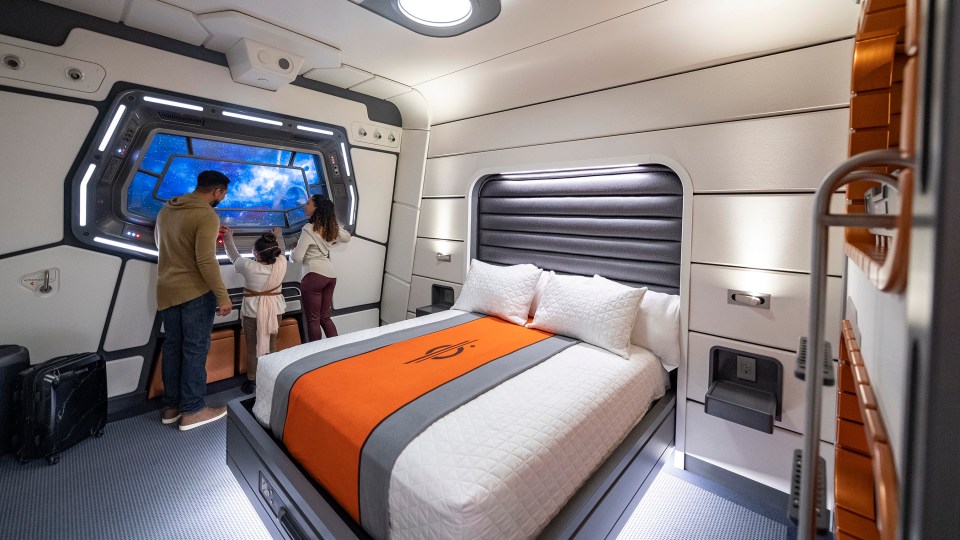 The Halcyon Starcruiser cabin - with a view out to 'space'