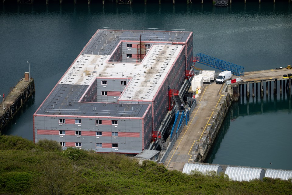 The Bibby Stockholm barge in Dorset