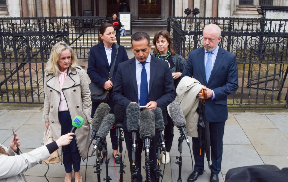 Grace O'Malley-Kumar's parents give a statement outside the Royal Courts of Justice