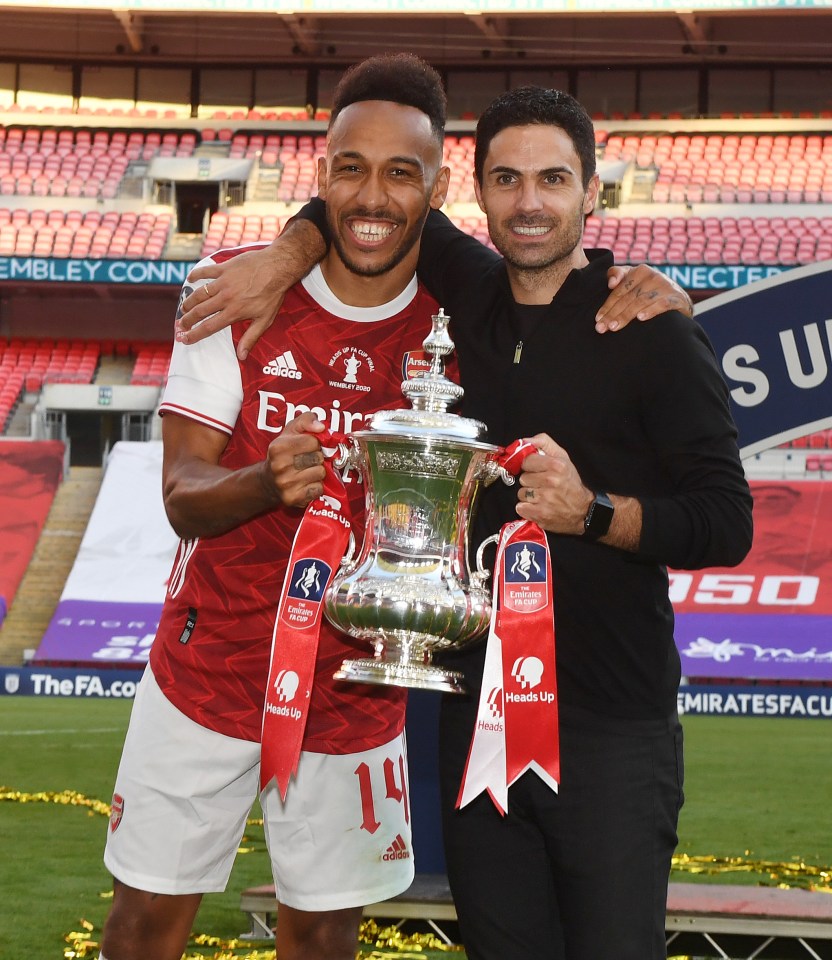 Aubameyang won an FA Cup at Arsenal with Arteta as manager