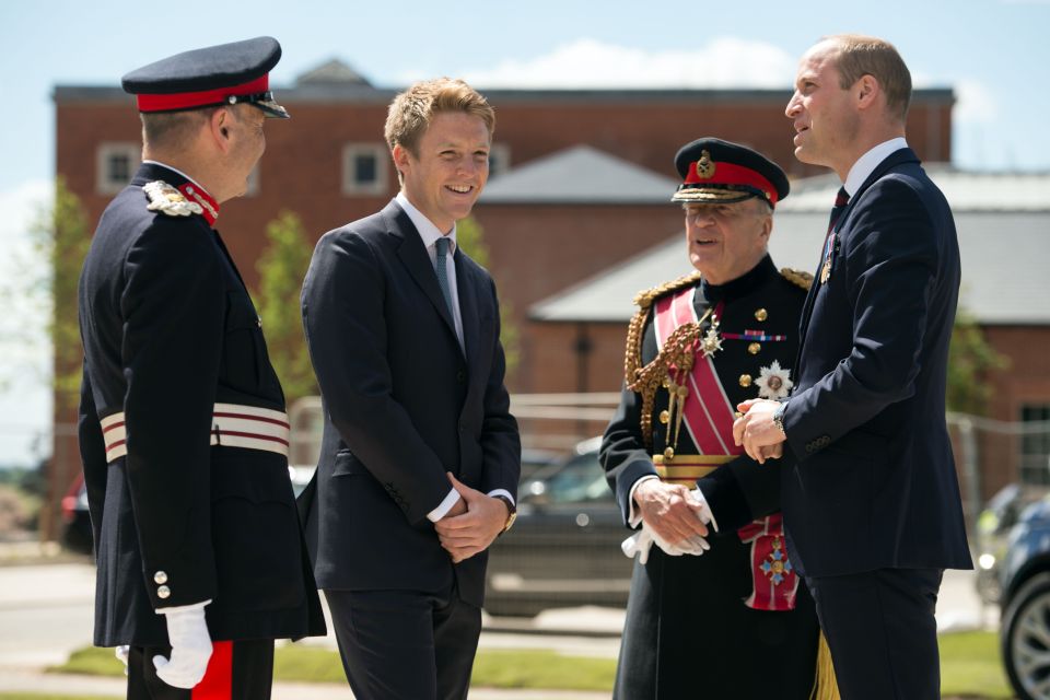 Prince William with General Timothy Granville-Chapman, Hugh Grosvenor and John Peace