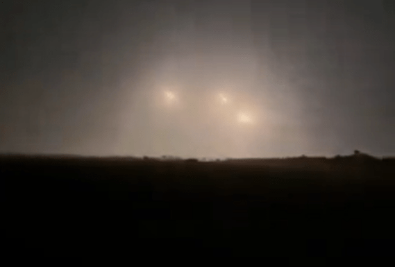 Ukraine fired missiles at occupied Crimea, overnight - pictured: the suspected rockets overhead