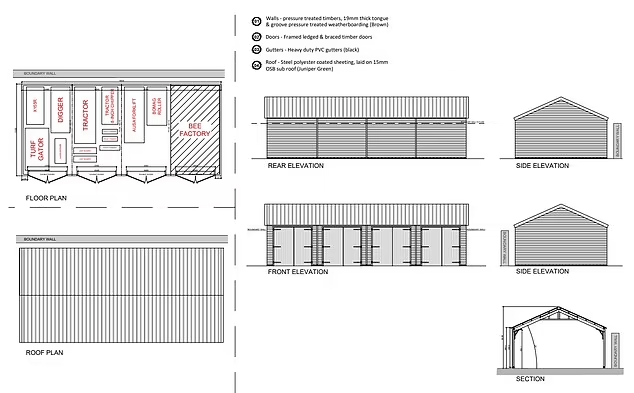 The businessman was accused of constructing an 'industrial site' after he built two huge barns, a tennis court and a pergola without consent