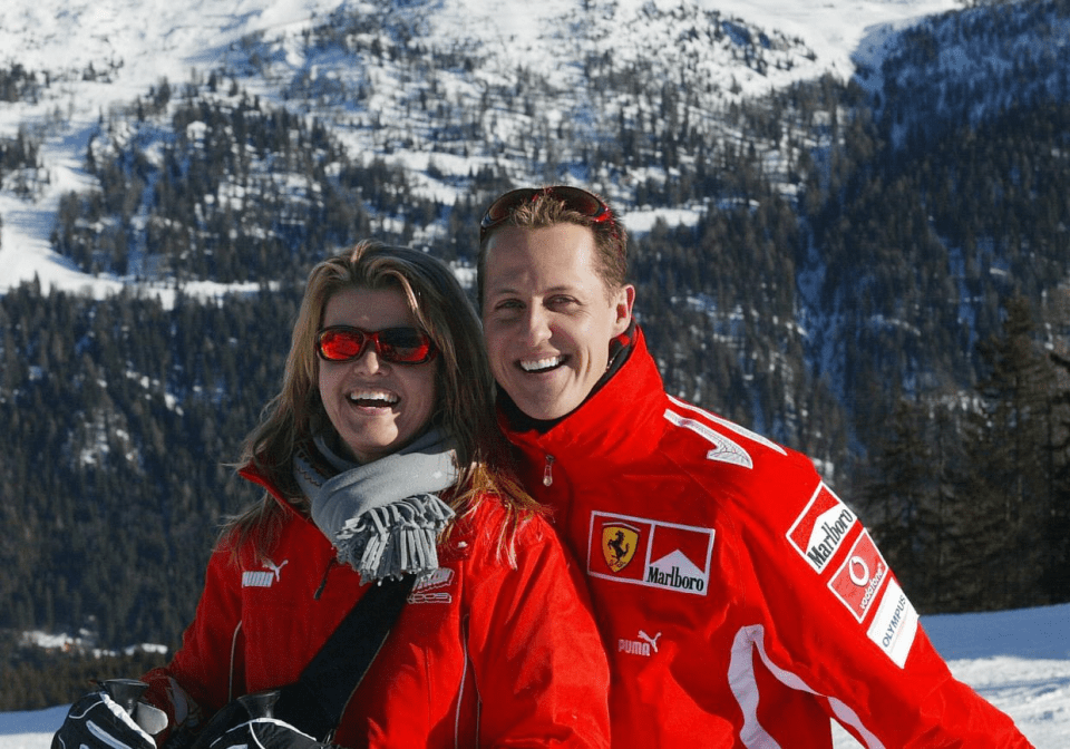 The F1 champion, pictured with wife Corinna, hasn't been seen in public since his 2013 skiing injury