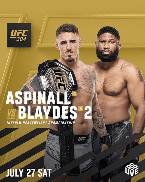 Tom Aspinall rematches Curtis Blaydes in the co-main event of UFC 304