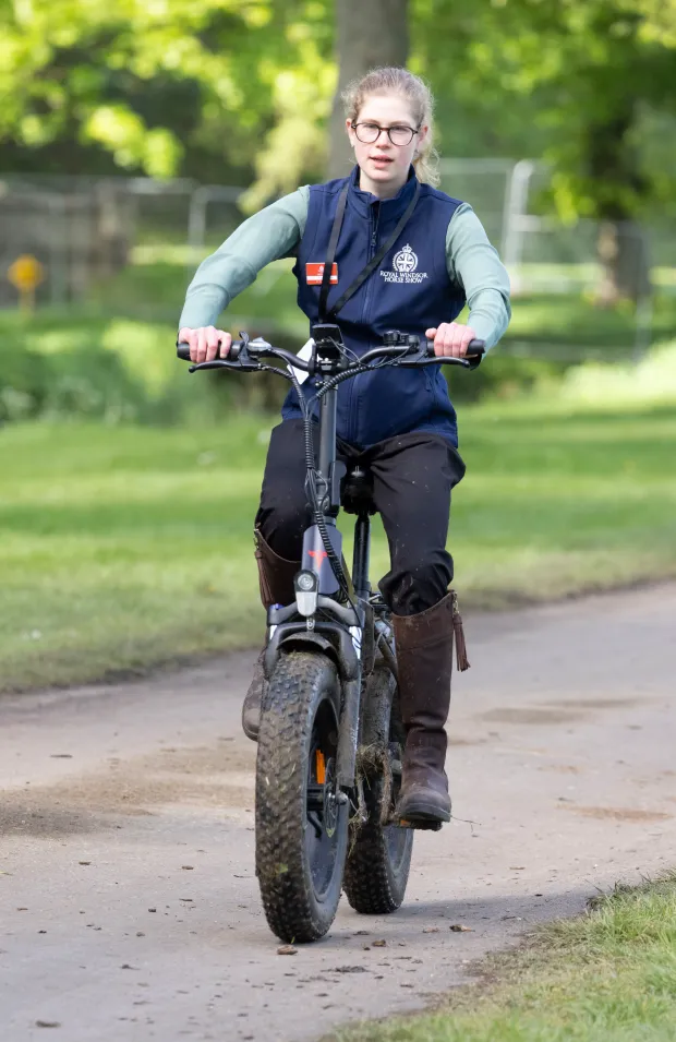 Lady Louise Windsor was also spotted at the royal horse show yesterday