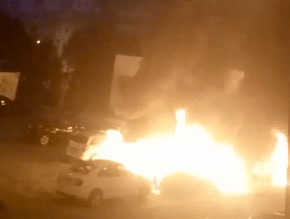 Explosions and fires are seen on the streets of Belgorod after an earlier Ukrainian strike