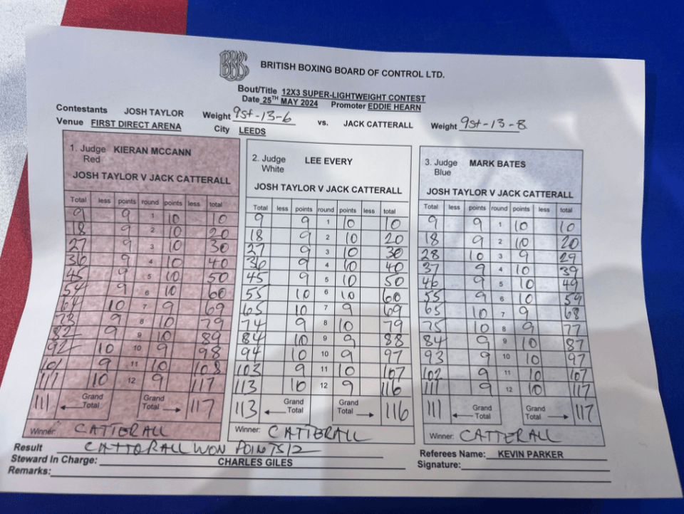 All three judges had Catterall as a comfortable winner