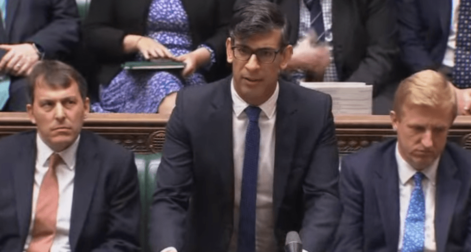 Rishi Sunak giving a statement to MPs on the infected blood scandal