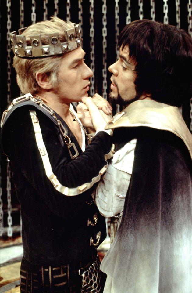 In 1970 James Laurenson (right) made television history in Christopher Marlowe's Edward II as Piers Gaveston, performing tele's first gay kiss with Ian McKellen (left)