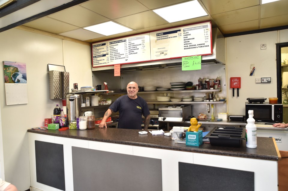 Inside the cafe, where a coffee costs just £1