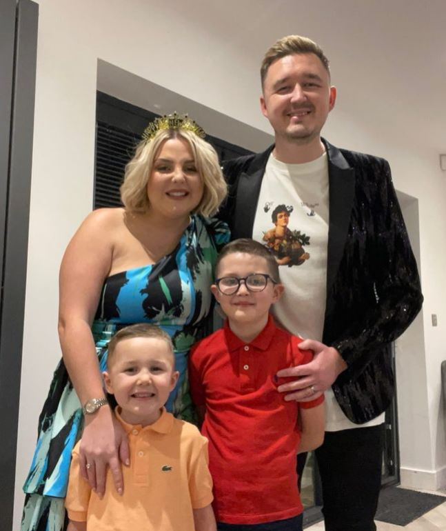 Kyren with his wife Sofie and sons Bailey (left) and Finley