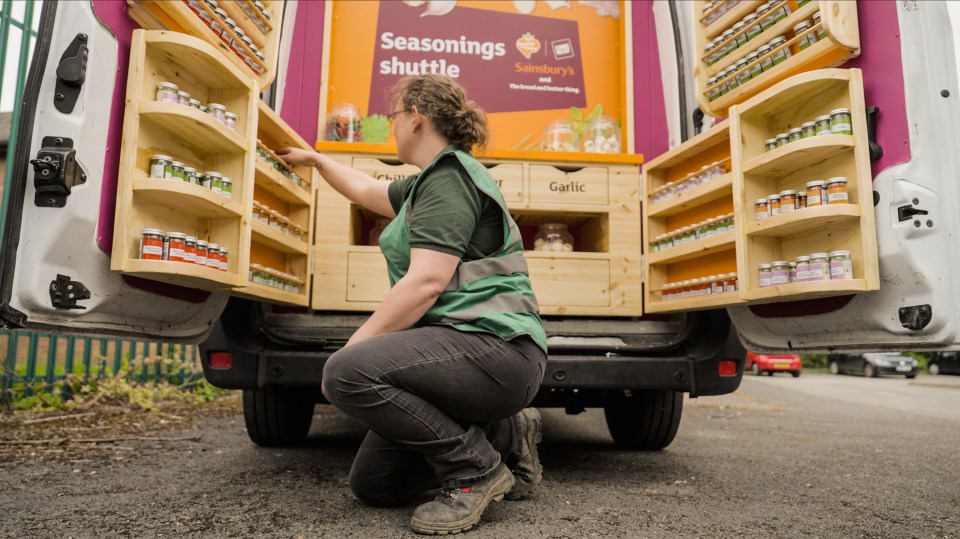 Laura at the launch of the UK’s first ever Seasonings Shuttle service created by Sainsbury’s with Comic Relief to offer free herbs and spices to food clubs run by The Bread and Butter Thing