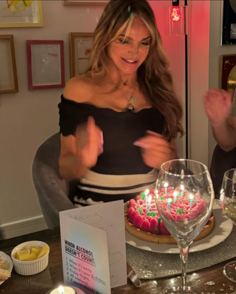 Lizzie Cundy was thrown an 'epic' banquet to mark her 56th birthday last night