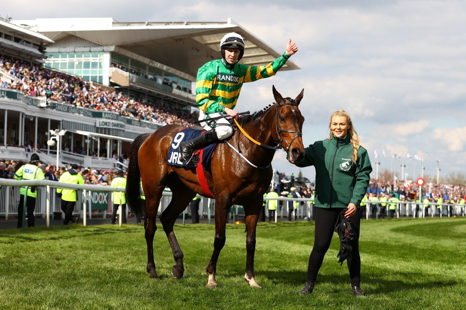 The heroic Sire Du Berlais stands proud after his final ever victory in the Grade 1 Liverpool Hurdle at Aintree last year