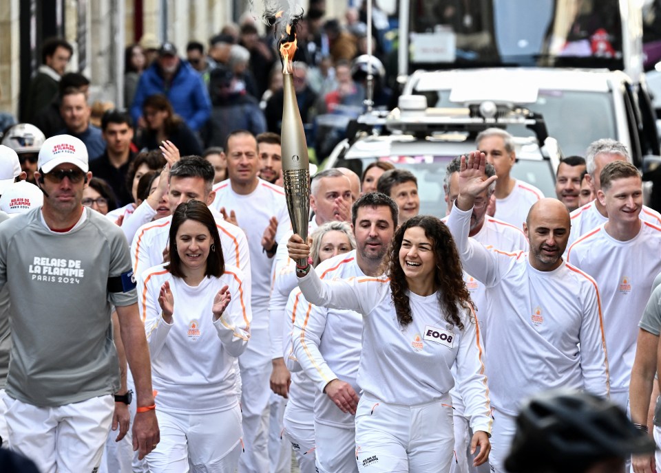 The Paris 2024 Olypic torch was carried through the streets of Bordeaux today