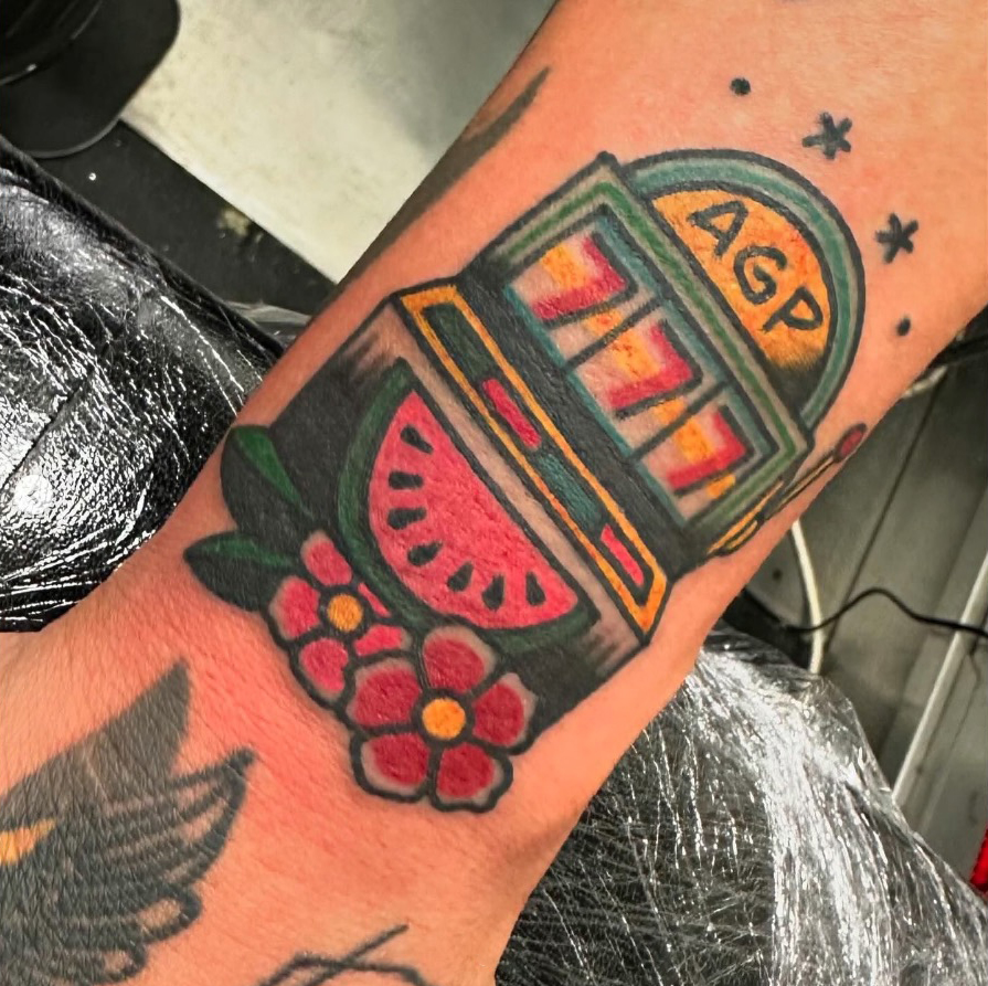 Gok revealed a new tattoo in Ali;s honour of a fruit machine