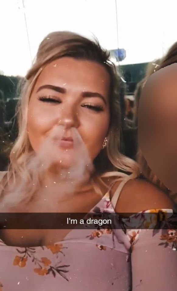 The 30-year-old pictured vaping, which she would do every hour of the day