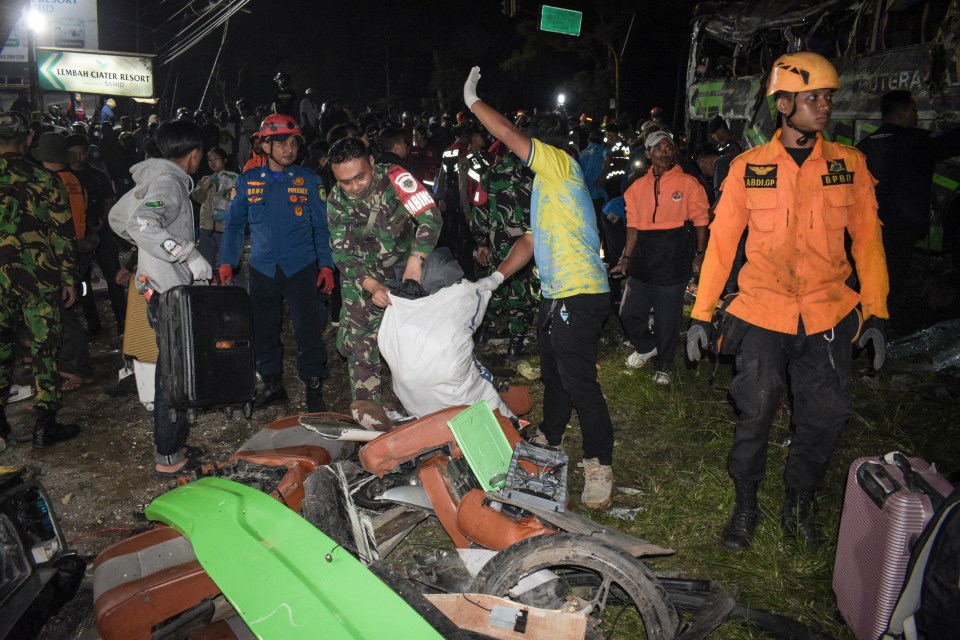 A motorbike rider was also killed in the pile up