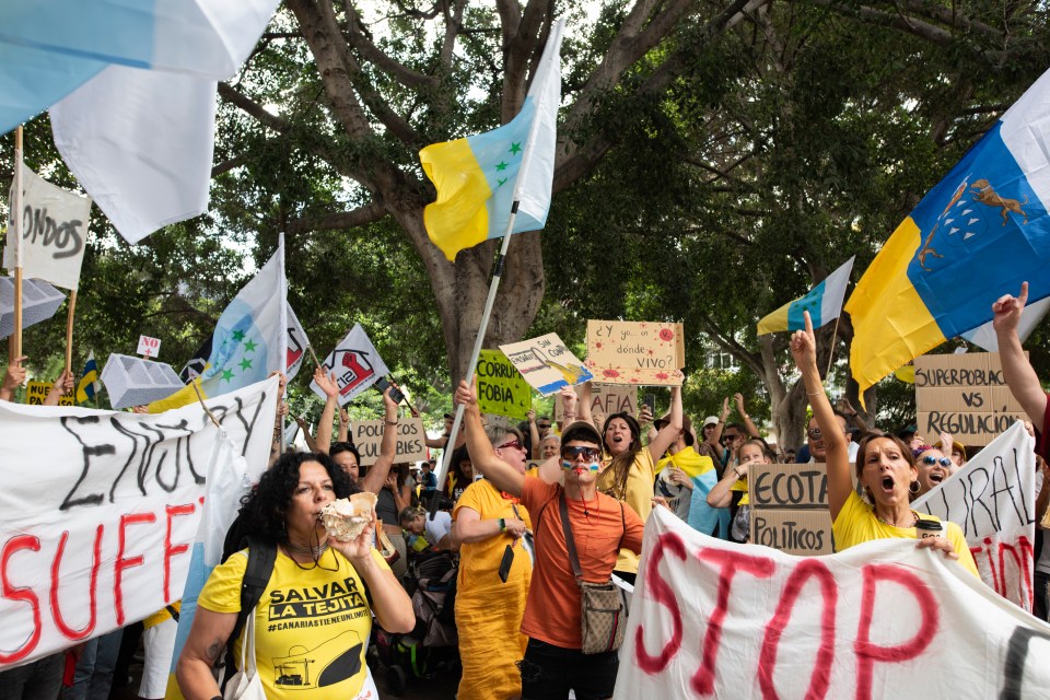 Protesters in the Canary Islands said they are fed-up with "low-quality tourists"