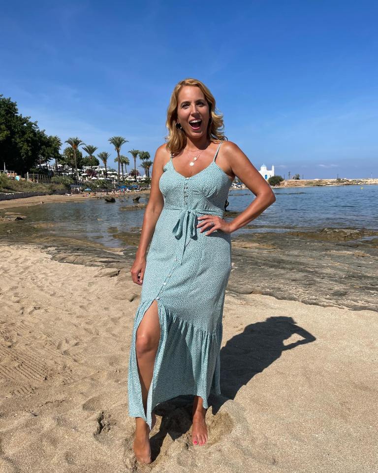 Her APITS co-star Jasmine Harman flashed some leg in this blue summer dress