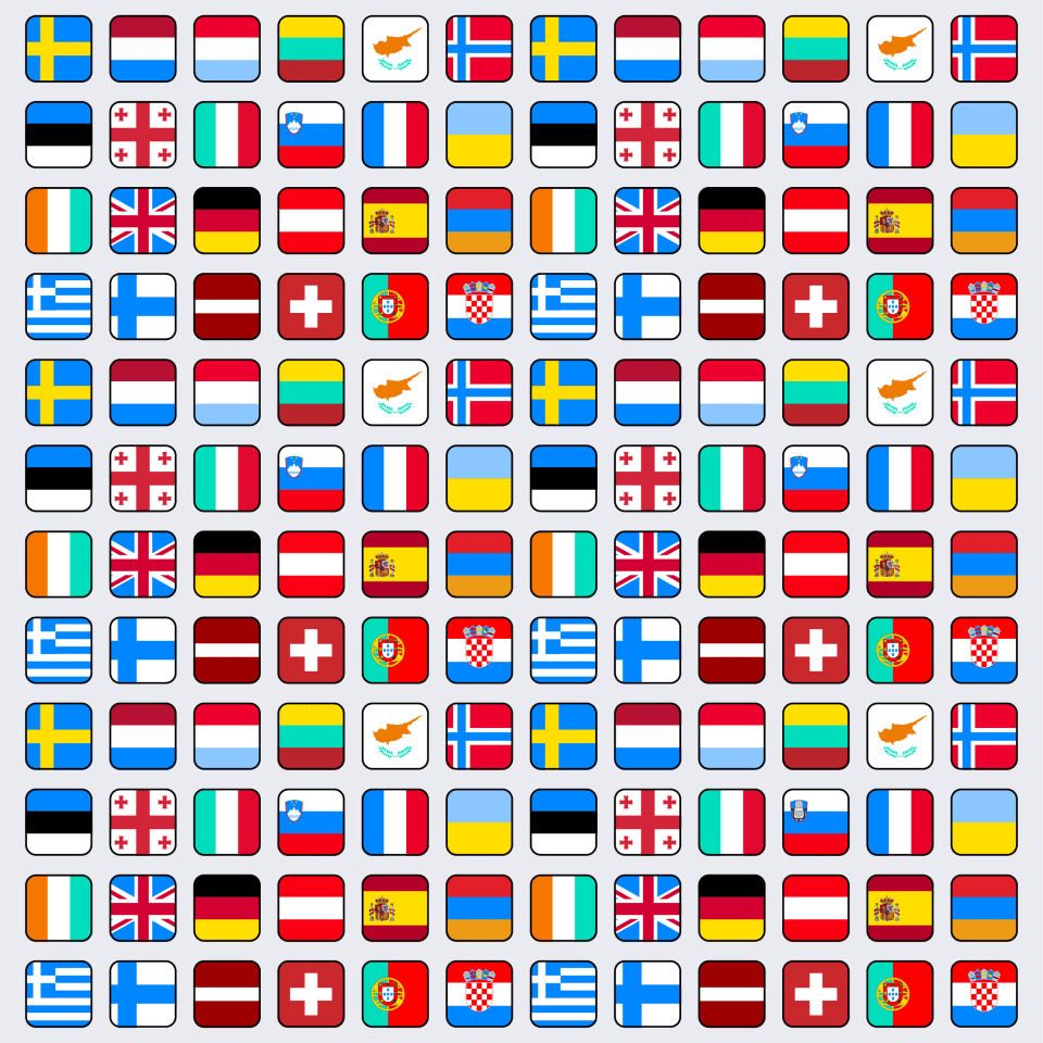 Can you spot the mircrophone trophy among the European flags?