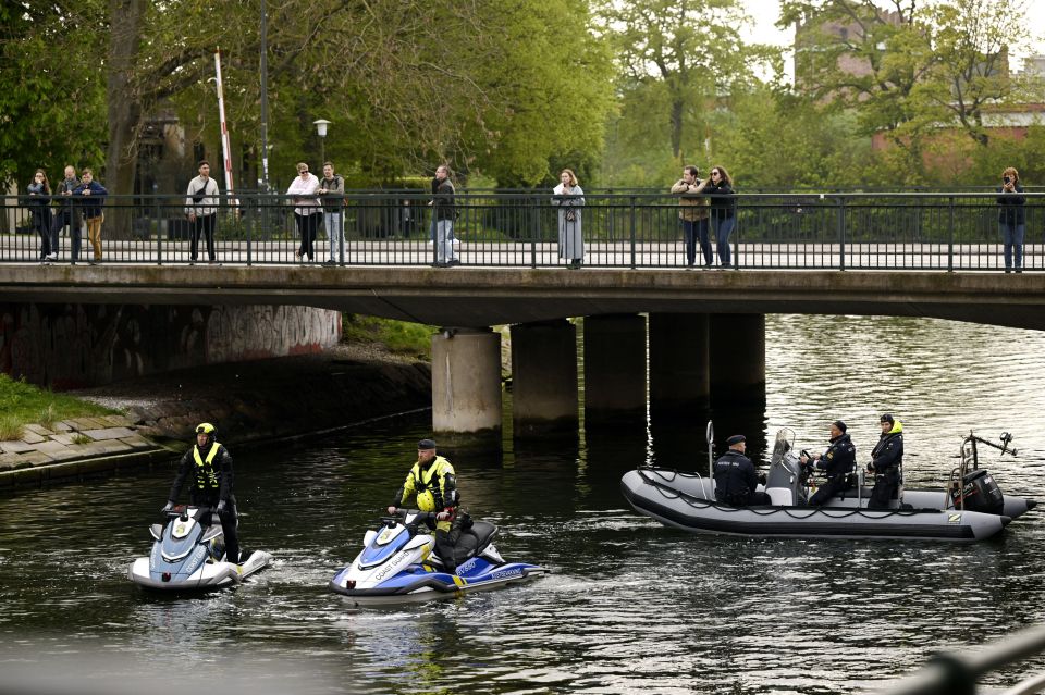 Cops are even patrolling around by boats after reports said a terror attack could happen due to the mass disruption