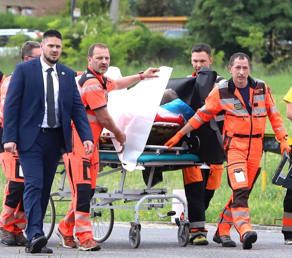 Fico was seen being carried into hospital on a stretcher for an emergency three-hour surgery