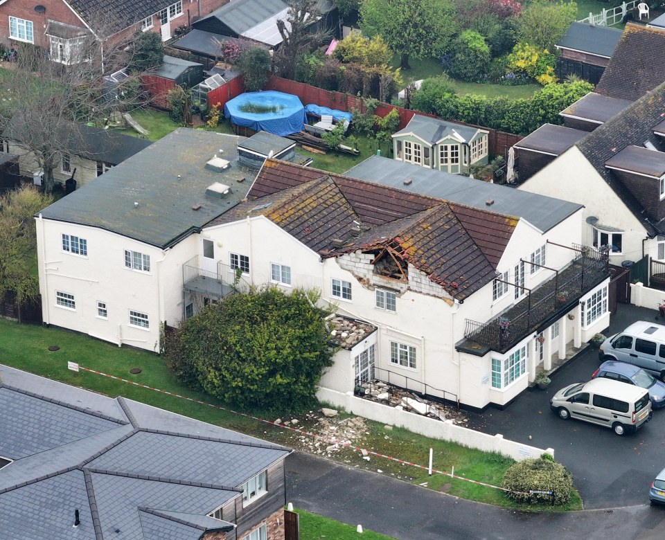 Fire crews were called to a lightning strike which damaged the roof at a residential care home in Alleyne Way, Elmer