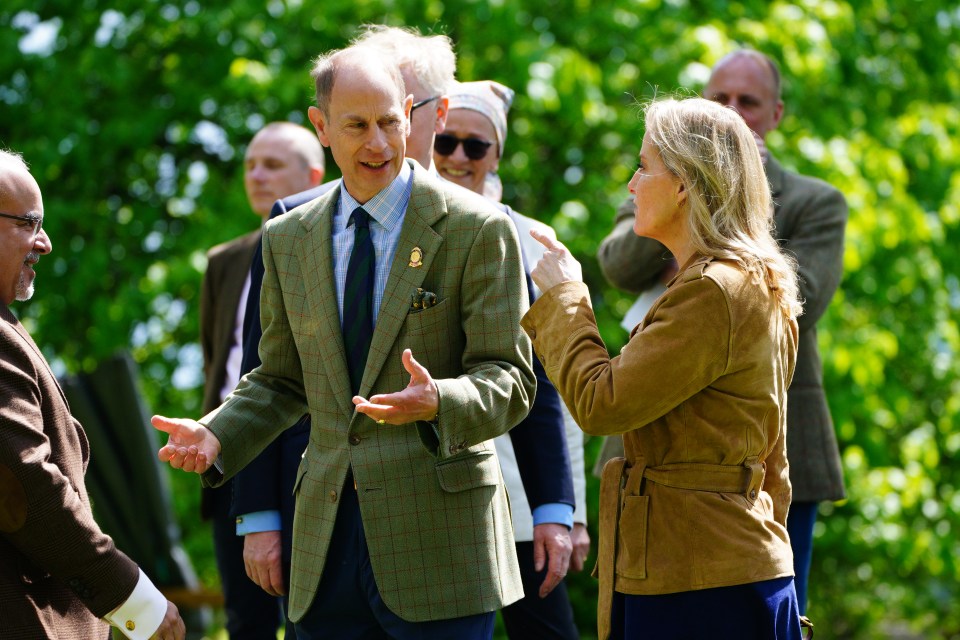 The Duke and Duchess of Edinburgh were snapped chatting away